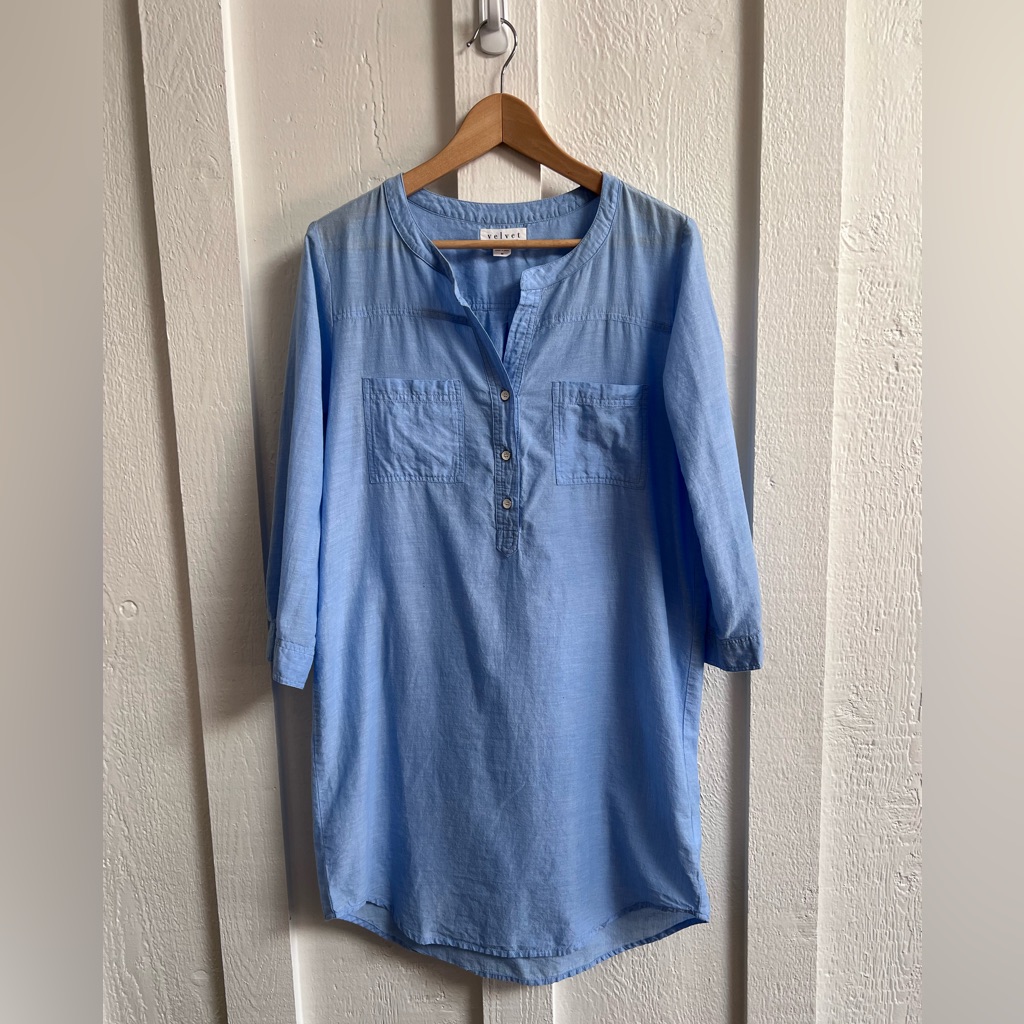 Velvet By Spencer And Graham Light Blue Denim Mini Tunic Dress